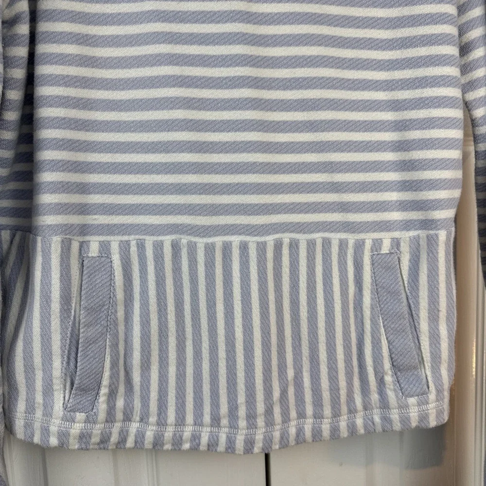 J. Crew Hoodie Womens Large Blue Striped Pullover Cotton‎ Beach - Picture 2 of 8